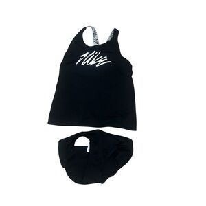 Nike Girls 2-Piece Tankini Swimsuit Black White Size Medium